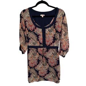 Bongo Paisley Print Boho Chic Y2K Layering Tunic Dress Size M Festival Wear